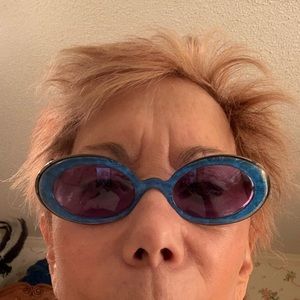 Stunning blue sunglasses.